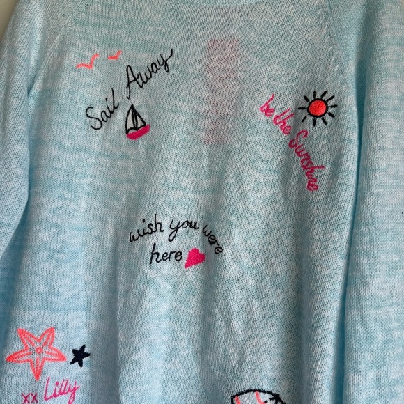 Lilly Pulitzer Size L Danette Sweater in Celestial Blue Marl Sailabration NEW! - Picture 4 of 7